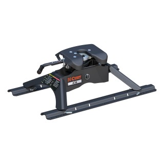 CURT A16 5th Wheel Hitch with Die-Cast Jaws and Torsion Head CURT A16 5th wheel hitch showing three-position indicator and high-strength jaws