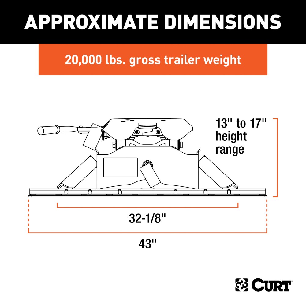 CURT A20 5th Wheel Hitch for Smooth Quieter Towing Experience CURT A20 5th wheel hitch with patented cast yoke and black carbide finish