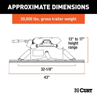 CURT A20 5th Wheel Hitch for Smooth Quieter Towing Experience CURT A20 5th wheel hitch with patented cast yoke and black carbide finish