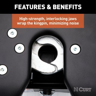 CURT A20 5th Wheel Hitch for Smooth Quieter Towing Experience CURT A20 5th wheel hitch with patented cast yoke and black carbide finish