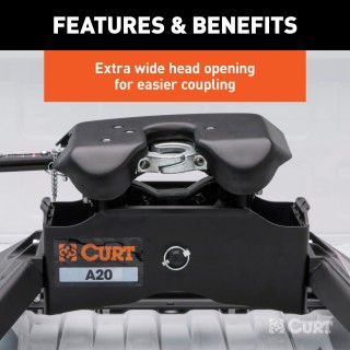 CURT A20 5th Wheel Hitch for Smooth Quieter Towing Experience CURT A20 5th wheel hitch with patented cast yoke and black carbide finish