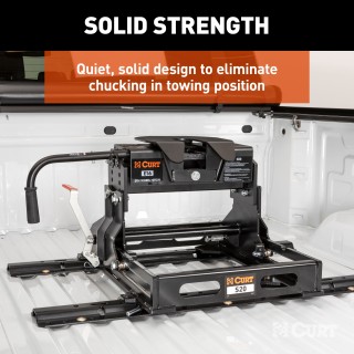 CURT E16 5th Wheel Trailer Hitch with Dual-Pivot Head CURT E16 5th wheel hitch with 16,000 lbs capacity, dual-pivot head and anti-rattle skid plate.