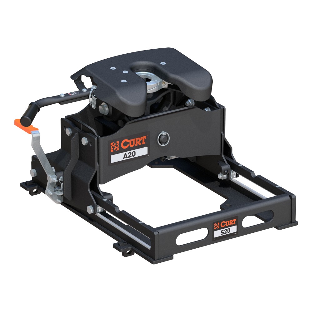 CURT A20 5th Wheel Hitch with S20 Slider for Smooth Towing CURT A20 5th wheel hitch with S20 slider, offering smooth, quiet towing.