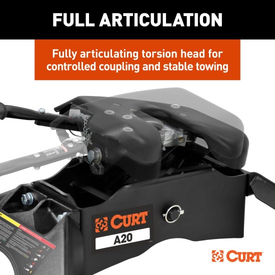 CURT A20 5th Wheel Hitch with S20 Slider for Smooth Towing CURT A20 5th wheel hitch with S20 slider, offering smooth, quiet towing.