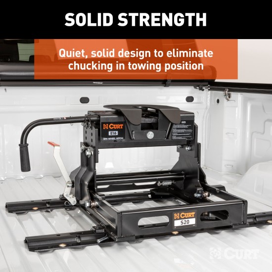 CURT E16 5th Wheel Trailer Hitch with Dual-Pivoting Head CURT E16 5th wheel hitch, 16,000 lbs capacity with dual-pivoting head
