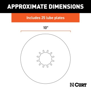CURT Lube Plate for 5th Wheel Hitch - Pack of 25 10-inch CURT lube plate on a 5th wheel trailer kingpin, reducing wear and grease