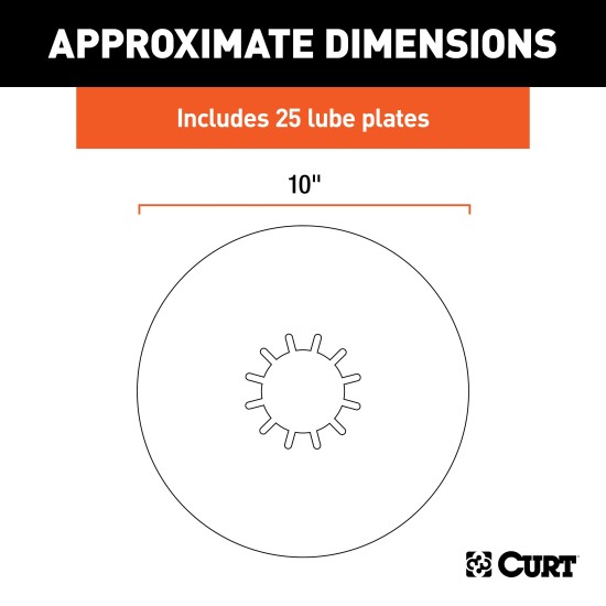 CURT Lube Plate for 5th Wheel Hitch - Pack of 25 10-inch CURT lube plate on a 5th wheel trailer kingpin, reducing wear and grease