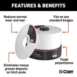 CURT Lube Plate for 5th Wheel Hitch - Pack of 25 10-inch CURT lube plate on a 5th wheel trailer kingpin, reducing wear and grease