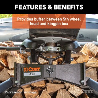 CURT Lube Plate for 5th Wheel Hitch - Pack of 25 10-inch CURT lube plate on a 5th wheel trailer kingpin, reducing wear and grease