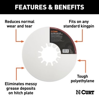 CURT 10 Inch Lube Plate for 5th Wheel Hitch Protection CURT lube plate on kingpin, protecting 5th wheel hitch from wear and grease