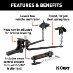 CURT Round Bar Weight Distribution Hitch with Lubrication System CURT round bar weight distribution hitch with built-in lubrication, shank, and sway control.