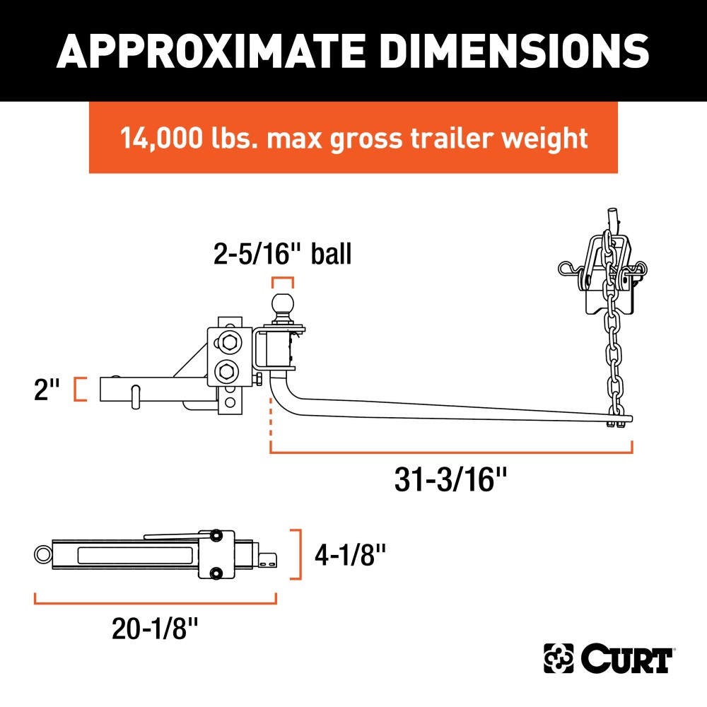 CURT Round Bar Weight Distribution Hitch for Smooth Towing CURT round bar weight distribution hitch with sway control for trailers and campers.
