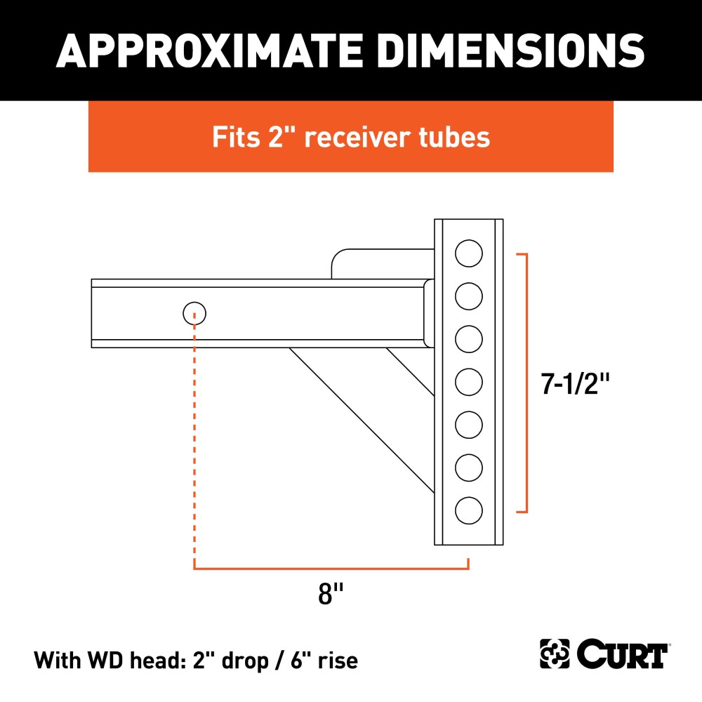 CURT Weight Distribution Replacement Shank for Towing CURT weight distribution replacement shank designed for heavy-duty towing and compatibility with 2 inch hitch receivers.