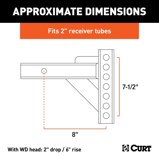 CURT Weight Distribution Replacement Shank for Towing CURT weight distribution replacement shank designed for heavy-duty towing and compatibility with 2 inch hitch receivers.