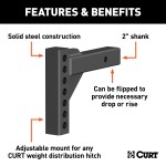 CURT Weight Distribution Replacement Shank for Towing CURT weight distribution replacement shank designed for heavy-duty towing and compatibility with 2 inch hitch receivers.