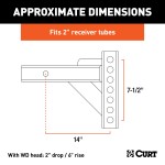 CURT Heavy-Duty Weight Distribution Shank with Adjustable Hitch CURT weight distribution shank in black powder coat, fits 2 inch hitch