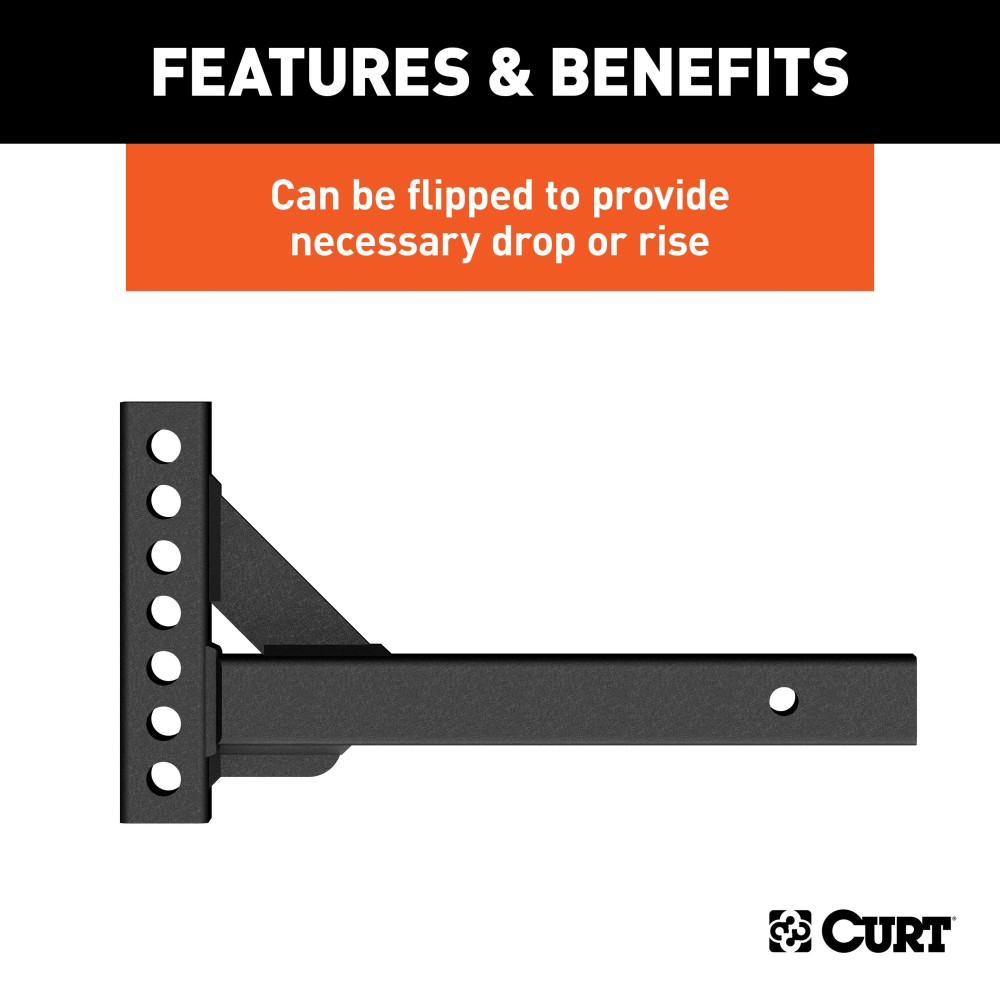 CURT Heavy-Duty Weight Distribution Shank with Adjustable Hitch CURT weight distribution shank in black powder coat, fits 2 inch hitch