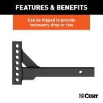 CURT Heavy-Duty Weight Distribution Shank with Adjustable Hitch CURT weight distribution shank in black powder coat, fits 2 inch hitch