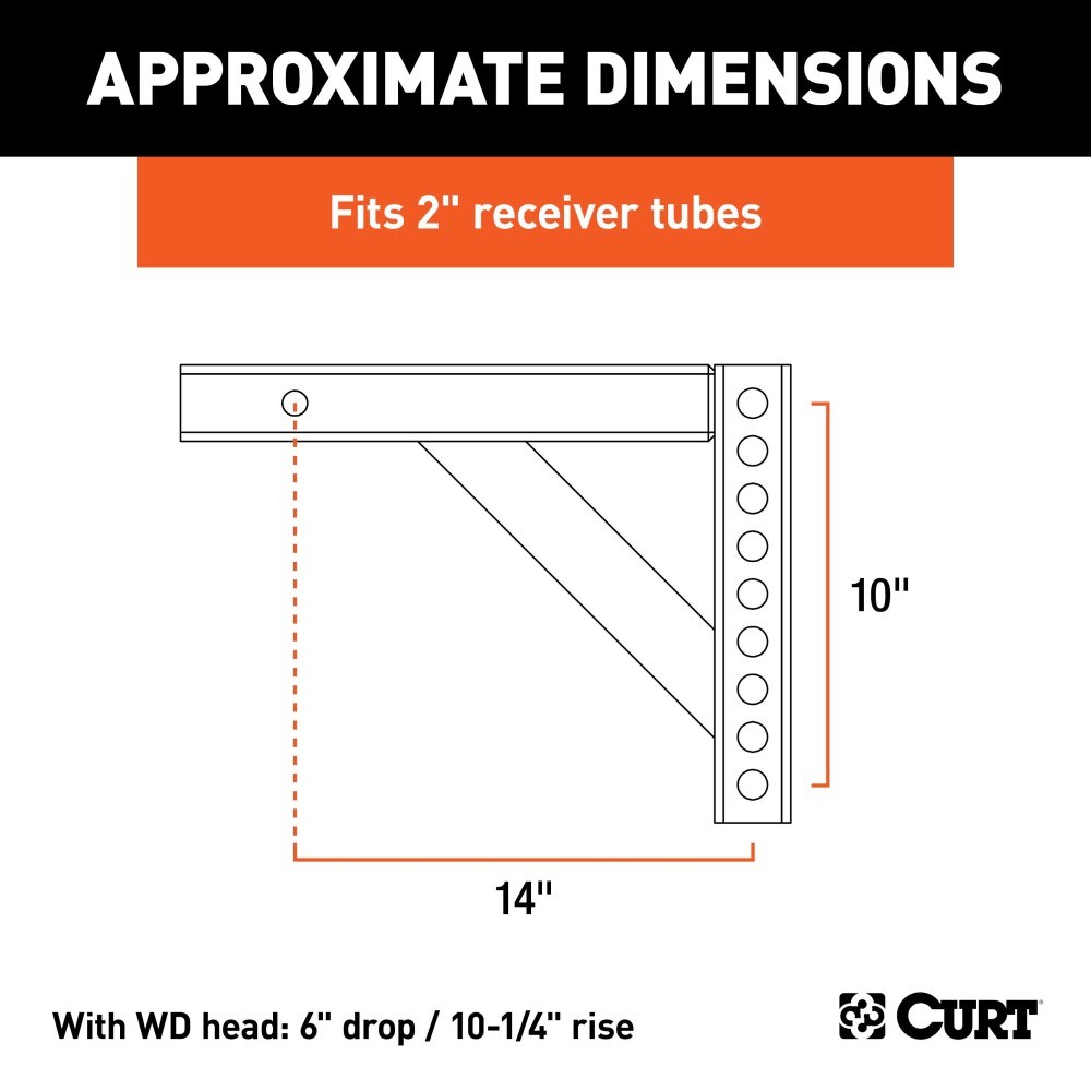 CURT Weight Distribution Replacement Shank for Heavy-Duty Towing CURT weight distribution shank designed for towing with 2-inch receiver compatibility.