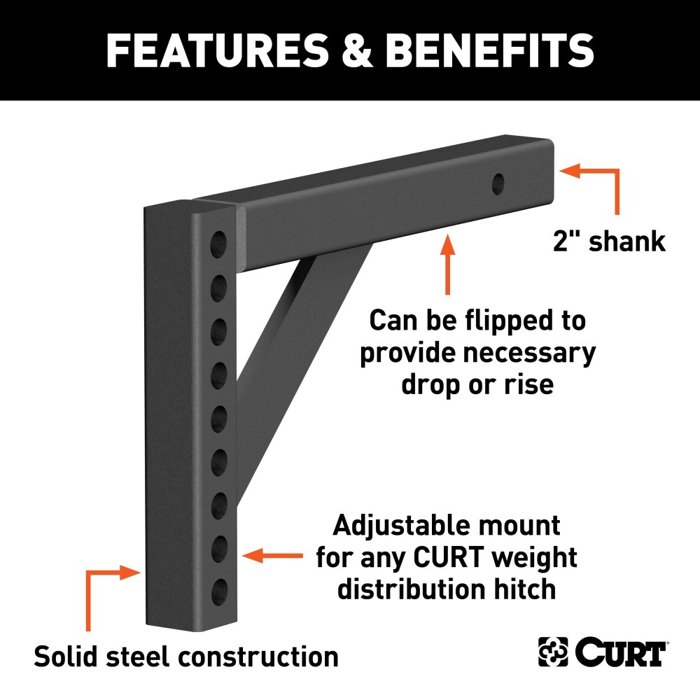 CURT Weight Distribution Replacement Shank for Heavy-Duty Towing CURT weight distribution shank designed for towing with 2-inch receiver compatibility.