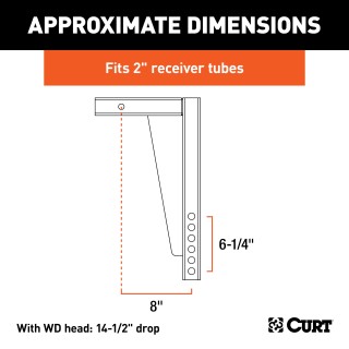 CURT Weight Distribution Replacement Shank for Heavy-Duty Towing CURT weight distribution replacement shank made of steel for 2 inch hitch receivers