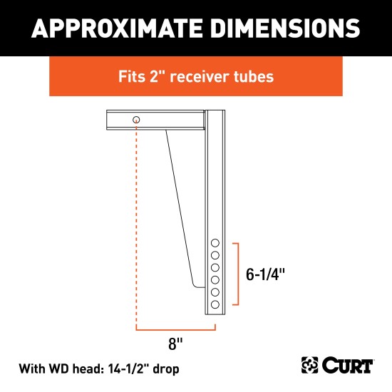CURT Weight Distribution Replacement Shank for Heavy-Duty Towing CURT weight distribution replacement shank made of steel for 2 inch hitch receivers