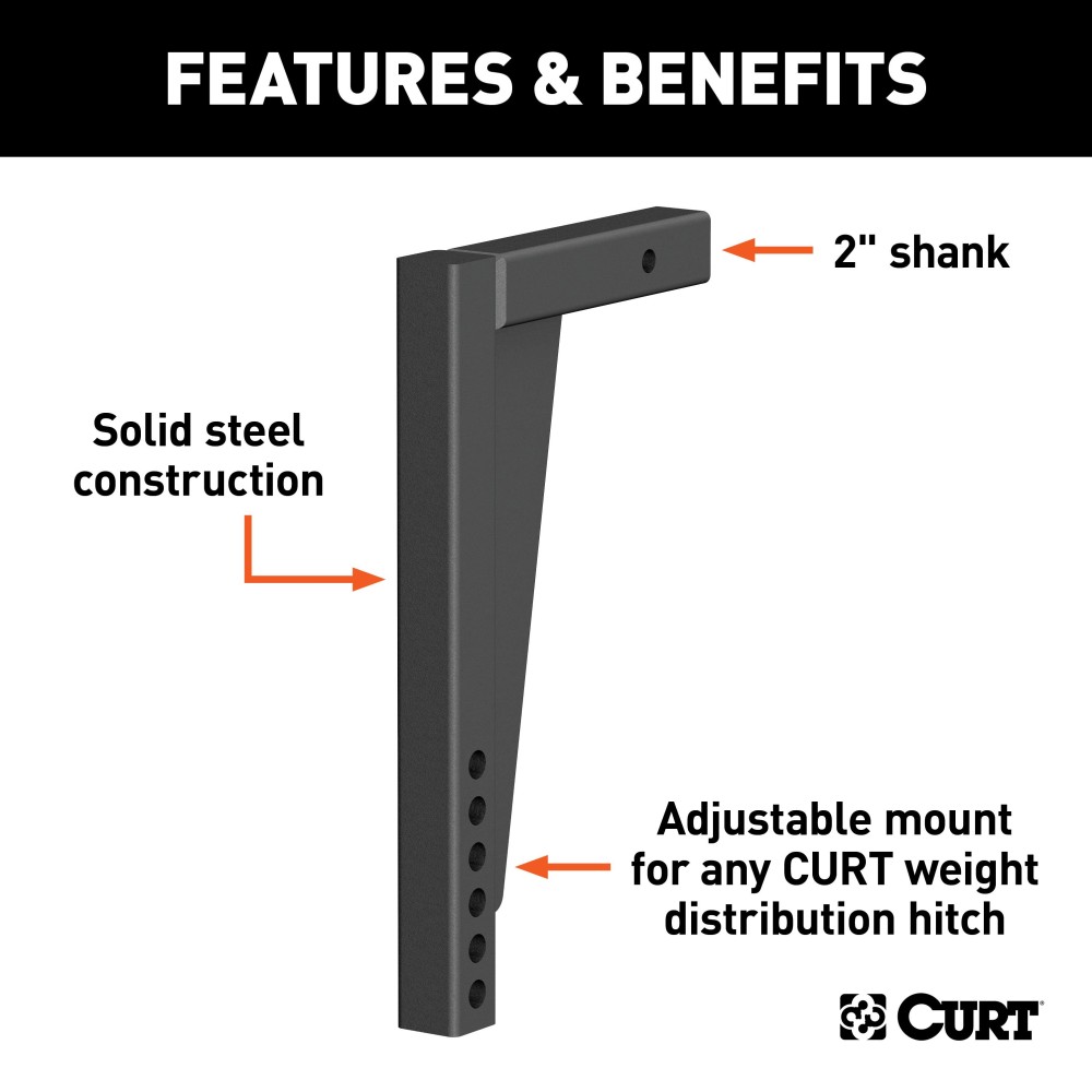 CURT Weight Distribution Replacement Shank for Heavy-Duty Towing CURT weight distribution replacement shank made of steel for 2 inch hitch receivers