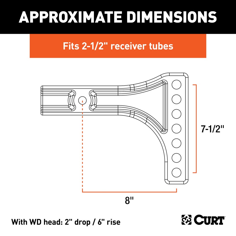CURT Weight Distribution Replacement Shank for 2.5 Inch Receiver CURT weight distribution replacement shank for heavy-duty 2.5 inch hitch receivers, designed for versatility and durability.