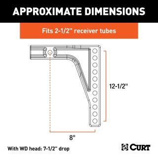 CURT Heavy-Duty Weight Distribution Shank with Durable Finish CURT weight distribution shank, adjustable, corrosion-resistant steel for 2-1/2" hitch receiver