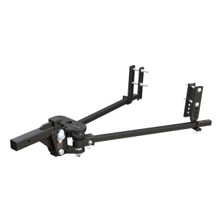CURT TruTrack weight distribution hitch featuring integrated sway control and adjustable brackets for trailers.