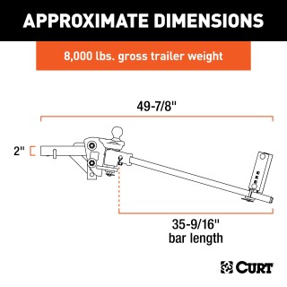 CURT TruTrack weight distribution hitch featuring integrated sway control and adjustable brackets for trailers.