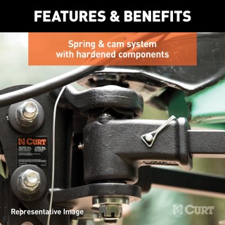 CURT TruTrack weight distribution hitch featuring integrated sway control and adjustable brackets for trailers.