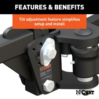 CURT TruTrack weight distribution hitch featuring integrated sway control and adjustable brackets for trailers.