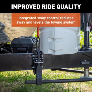 CURT TruTrack Trailer-Mounted Hitch with Sway Control CURT TruTrack weight distribution hitch featuring integrated sway control and quick-connect coupler.