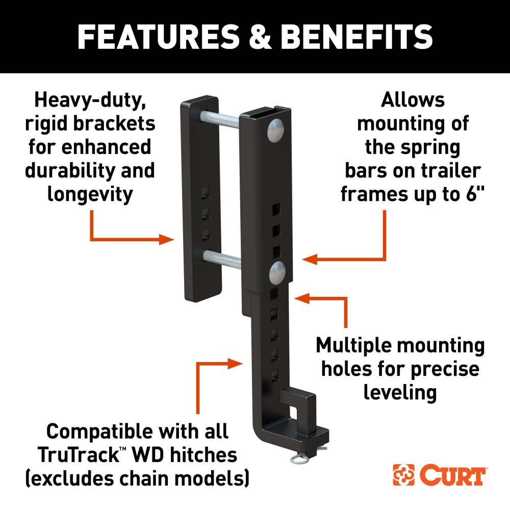 CURT TruTrack adjustable support brackets for weight distribution hitch, enhancing towing stability