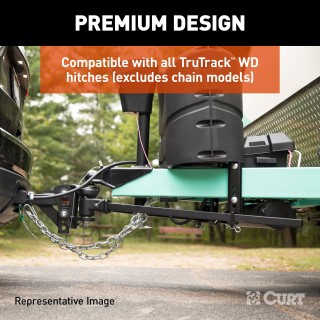 CURT TruTrack heavy-duty adjustable support brackets secure spring bars to trailer frames up to 10 inches for towing stability.