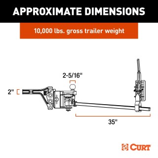 CURT TruTrack Weight Distribution Hitch with Sway Control CURT TruTrack hitch with black powder coat finish and quick-connect coupler