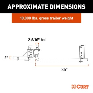 CURT TruTrack Weight Distribution Hitch with Integrated Sway Control CURT TruTrack WD hitch features integrated sway control, adjustable support brackets, and durable spring bars for safe towing.