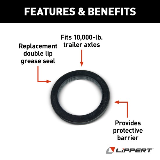 Lippert Grease Seals for 10,000-lb Axle - Universal Fit Lippert grease seals for 10,000-lb axle capacity with universal fit, ensuring safe and smooth journeys.