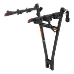 CURT Clamp-On Bike Rack - Holds 3 Bikes, Fits 2" Hitch Receiver CURT clamp-on bike rack holding up to three bikes, fits 2 inch hitch receiver, adjustable cradles, black powder coat finish.