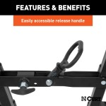 CURT Clamp-On Bike Rack - Holds 3 Bikes, Fits 2" Hitch Receiver CURT clamp-on bike rack holding up to three bikes, fits 2 inch hitch receiver, adjustable cradles, black powder coat finish.