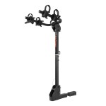 CURT Hitch-Mounted Bike Rack for Secure and Easy Bike Transport CURT hitch-mounted bike rack with black powder coat finish, fitting 1-1/4" or 2" receivers, holding up to two bikes.