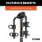 CURT Hitch-Mounted Bike Rack for Secure and Easy Bike Transport CURT hitch-mounted bike rack with black powder coat finish, fitting 1-1/4" or 2" receivers, holding up to two bikes.