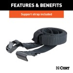 CURT Hitch-Mounted Bike Rack for Secure and Easy Bike Transport CURT hitch-mounted bike rack with black powder coat finish, fitting 1-1/4" or 2" receivers, holding up to two bikes.