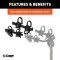 CURT hitch-mounted bike rack with adjustable arms and black powder coat finish, accommodating 2 to 4 bikes securely.