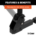 CURT Hitch-Mounted Bike Rack for 2 to 4 Bikes with Adjustable Arms CURT hitch-mounted bike rack with adjustable arms and black powder coat finish, accommodating 2 to 4 bikes securely.