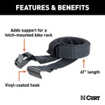 CURT Bike Rack Support Strap for Hitch-Mounted Racks CURT bike rack support strap providing stability for hitch-mounted racks