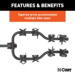 CURT Premium Bike Rack with Anti-Wobble Shank for 4 Bikes CURT premium bike rack, fits 2 inch hitch, holds 4 bikes, anti-wobble shank