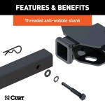CURT Premium Bike Rack with Anti-Wobble Shank for 4 Bikes CURT premium bike rack, fits 2 inch hitch, holds 4 bikes, anti-wobble shank