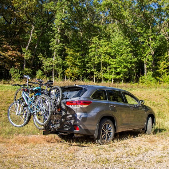 CURT Premium Bike Rack with Anti-Wobble Shank for 4 Bikes CURT premium bike rack, fits 2 inch hitch, holds 4 bikes, anti-wobble shank